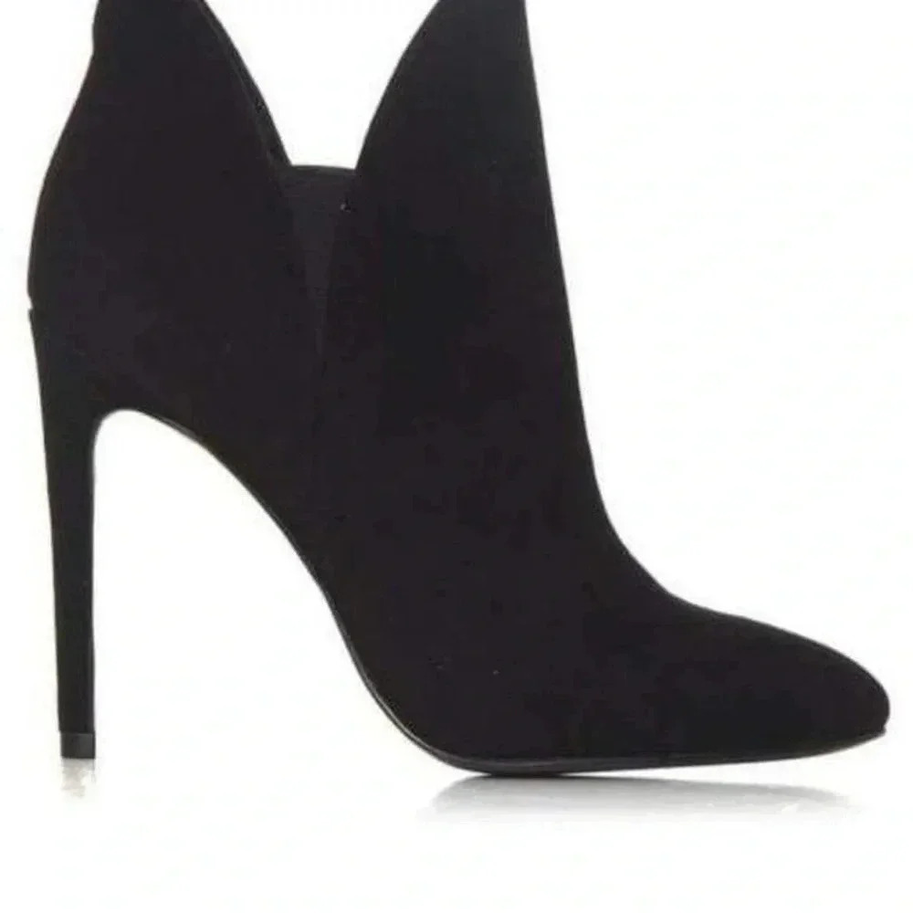 Kendall & Kylie Madison Stiletto Boots Booties Suede pointed Black 7